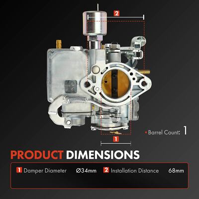 34 Pict-3 Carburetor for 1600cc VW Air cooled Type 1 engines