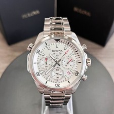 Bulova Marine Star 96B255 White Dial Stainless Steel Quartz Watch Men's Watch