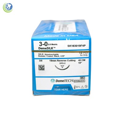 Dental Surgical Suture 3-0 Metric Silk  Non-absorbable USP 12/pack DemeTech