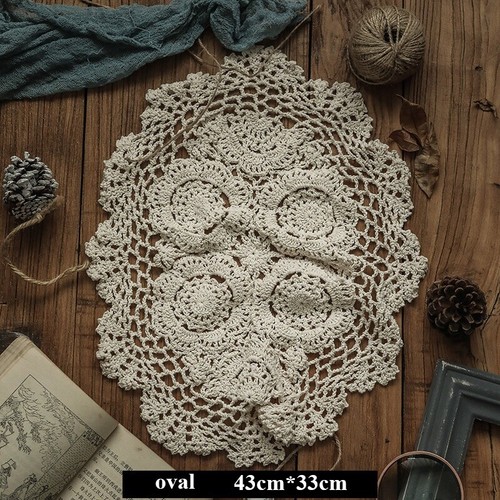 Hand Crocheted Placemat Hollow Out Home End Table Cover Dustproof Mat Retro Chic - Bild 2 von 11