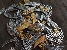 Angel Wing Charms Set Assorted Pendants BULK Wholesale Silver Bronze Gold 50pcs
