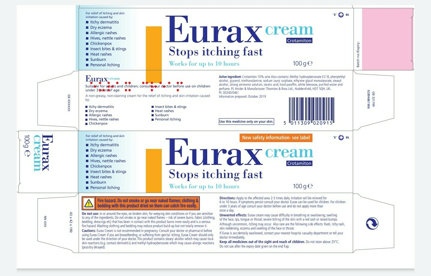 Eurax Cream 100g for Itching, Eczema, Bites/Stings, Rash, Sunburn