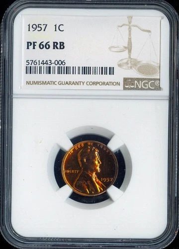 1957 Lincoln Cent NGC PF66 RB Proof Quality
