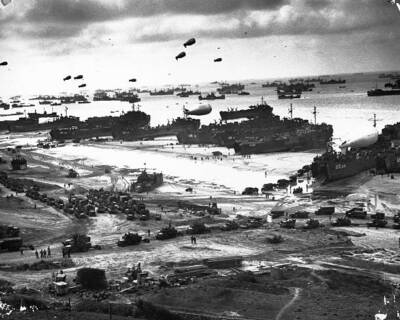 After Allied Forces Secured The Beaches At Normandy Supply Ships Old Photo