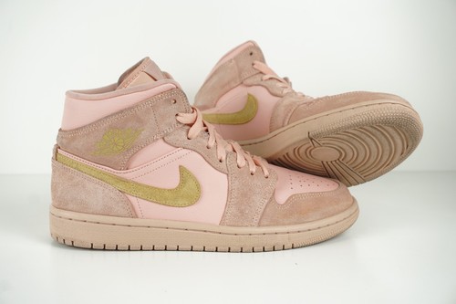2019 Nike Air Jordan 1 Retro Mid SE GS Coral Stardust Pink Gold Mens Size 8