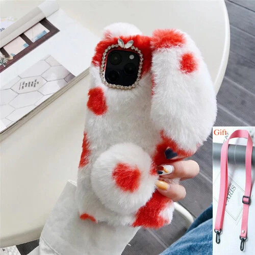 Funda Bandolera Piel de Conejo Peluda Cuerda Larga Suave TPU Para MOTO G Stylus 5G  Foto 4 de 4