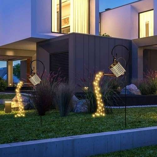 LED SOLAR LEUCHTE GIEßKANNE DEKO-KANNE LED WASSERFALL FÜR GARTEN AUßEN LAMPEN DE - Bild 9 von 13