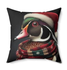 Wood Duck Woodie Holiday Christmas Pillow Waterfowl Decor NEW