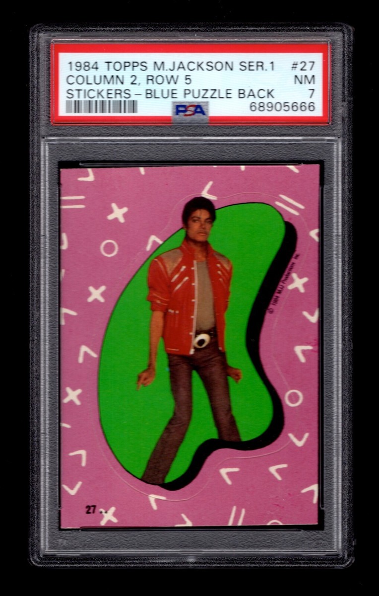 マイケル・ジャクソン PSA 7 MICHAEL JACKSON 1984 Topps Card #27 Stickers BLUE PUZZLE