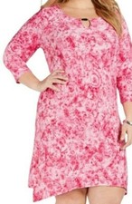 Pink Tie-Dye Dress Plus Size 2X Handkerchief Hem NY Collection NEW NWT