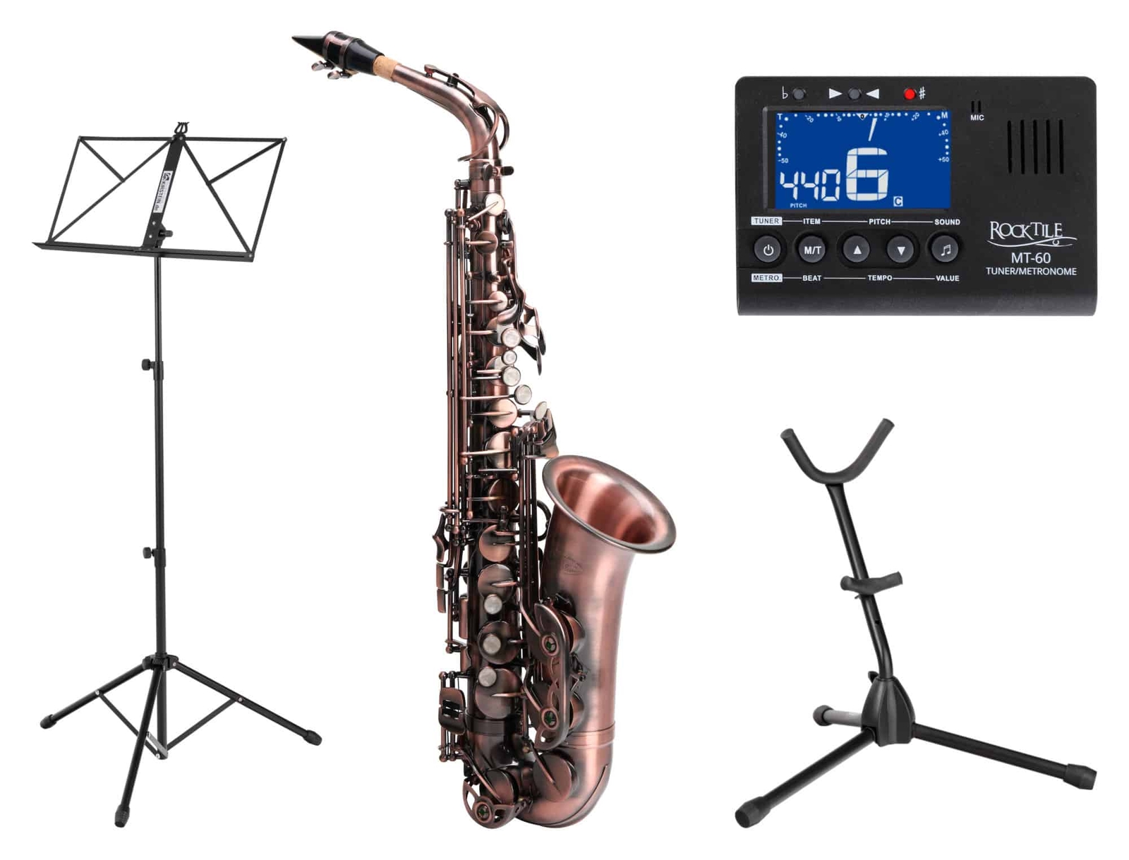 Альт-саксофон Es Saxofon Antique Red Set Предлагает штатный тюнер не включенный в систему 59990₽