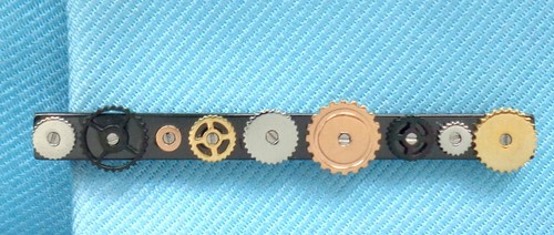 Set Manschettenknöpfe Edelstahl + Krawattennadel Messing Uhrenteile +Box SKlm72 - Bild 10 von 11
