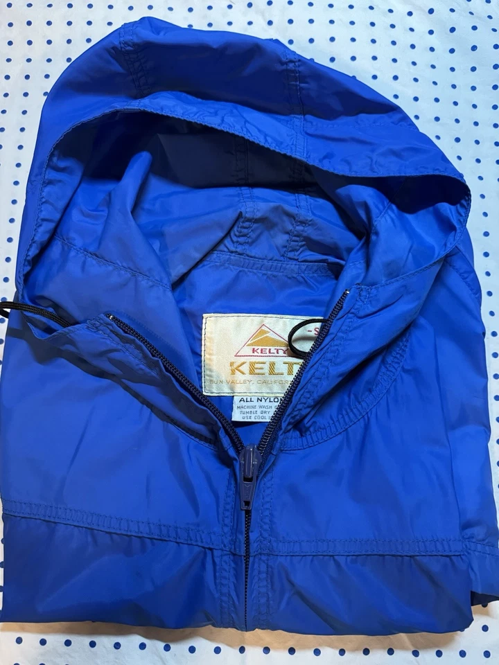 Chaqueta única CA Vintage Kelty Shell Talla MEDIANA, Cortavientos Azul Lluvia Nylon Foto 3 de 3