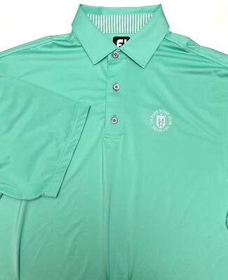 A85 FootJoy Seafoam Green Short Sleeve Golf Polo Mens L Polyester Spandex