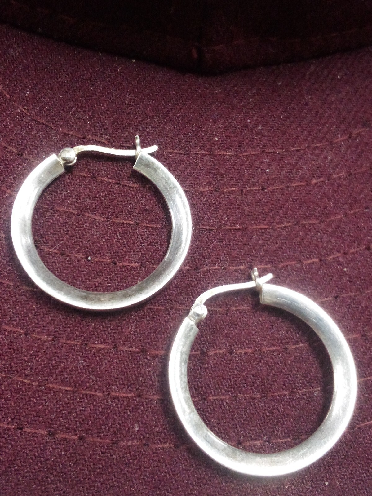 925 Solid medium-big Hoop Earrings Classy - image 1