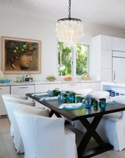 Pendant Chandelier Light Fixture Shell Shade Black Dining Room Kitchen Island