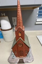 Large Vintage Ceramic Church On Base , Please See Photos , Lighted, Christmas