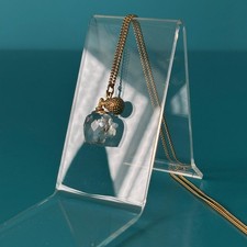 Swarovski Clear Crystal Perfume Bottle Necklace Gold Tone Pendant Authentic