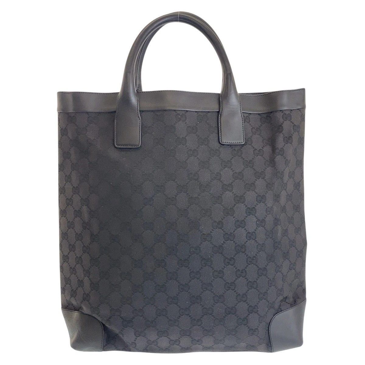 Sac fourre tout GUCCI noir noir métal argenté GG toile sac à main unisexe femme