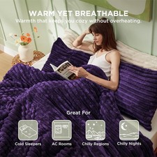 Bedsure Fluffy Comforter Set King Size - Super Soft Faux Fur Bed Set Purple, War