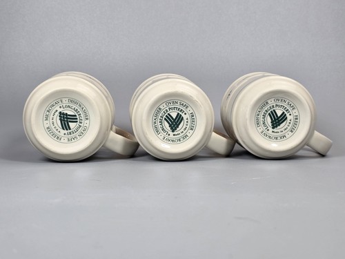 SET OF 5 Longaberger Pottery Woven Traditions Heritage Green Coffee Mug 12 oz - Picture 5 of 10