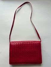 RARE! Bottega Veneta Red Crossbody Woven Shoulder Bag