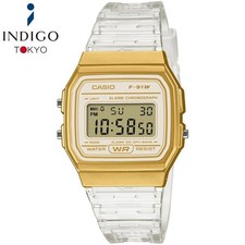 CASIO Collection F-91W F-91WS-7A2JF Quartz Clear Band Gold Digital 33.2mm Watch