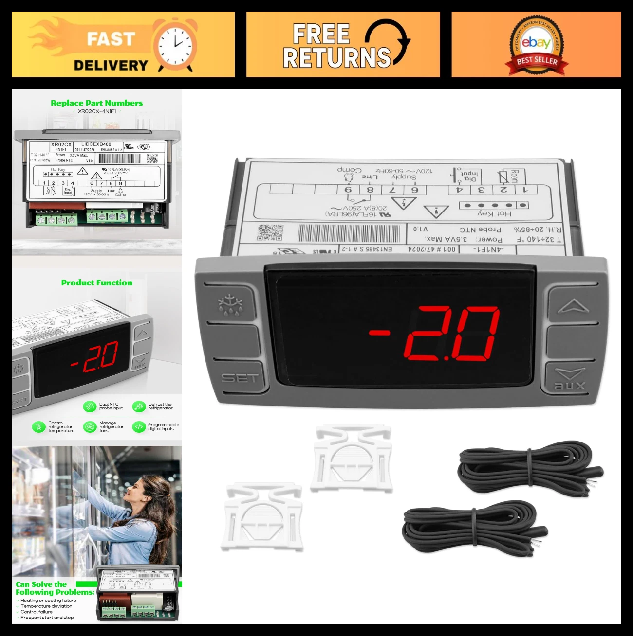 Digital Temperature Controller for Refrigerators & Freezers, 120V, 50-60Hz, with
Opens in a new wind