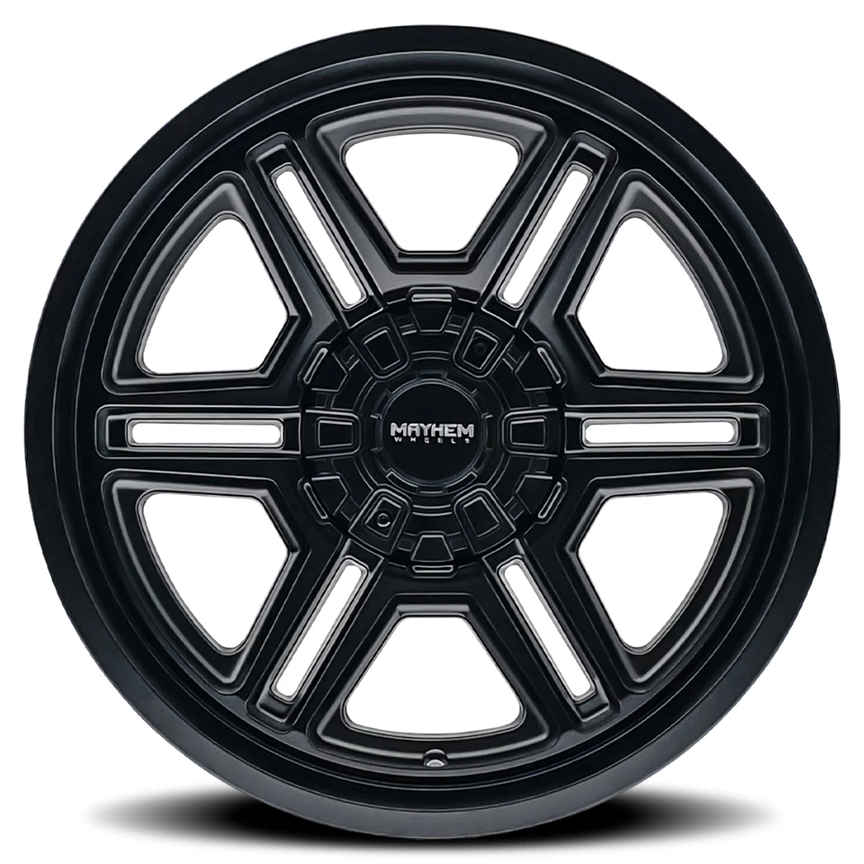 Rueda 20" Mayhem Hermosa 20x10 negro mate 8x6,5 -25 mm elevada para Chevy GMC Ram Foto 3 de 4