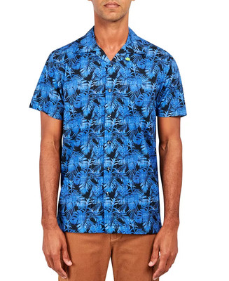 Society of Threads Men's Slim-Fit Floral Performance Button Down Shirt  S
