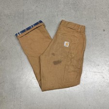 Carhartt Flannel Lined Carpenter Pants Youth Size 14 Duck Canvas Distressed