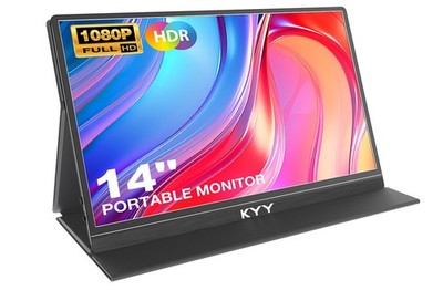 KYY Portable Monitor for Laptop, 14'' FHD 1080P Travel Monitor, USBC & HDMI Co...