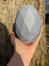 Giant Resin Printed Facet Gem Dragon Egg Faceted Grey Stone Wizard Staff T