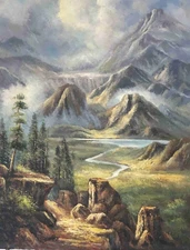 Original Hand Painted Canvas - Mountain View - 48" x 36"