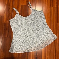 Abercrombie Fitch Floral Tank Baby Blue Pleated Cami Top Cottage Ditsy Size XS