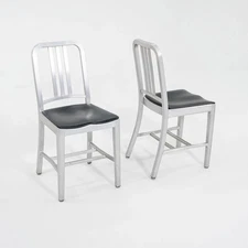 2010s Emeco 1006 Navy Dining Chair Aluminum with Black Seat Pad 35x Available