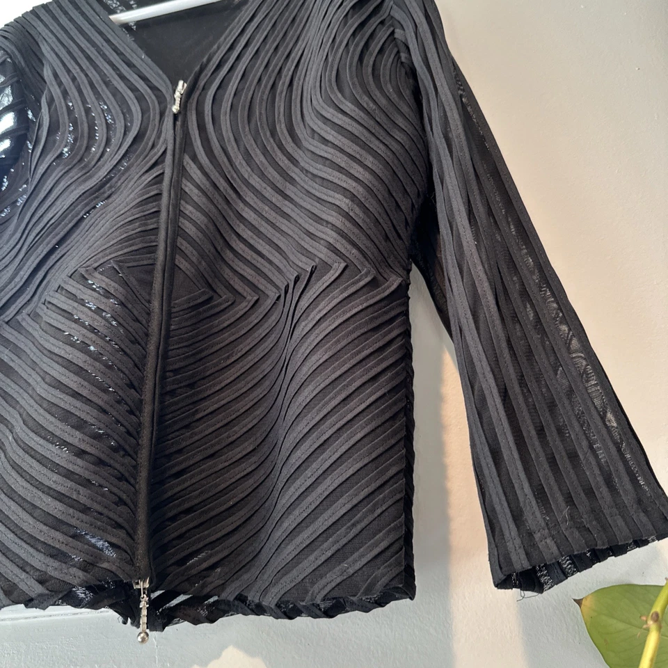 Chaqueta Bacci BLAZER Texturizada Cremallera Negra, Hecha en Italia, XL Foto 4 de 4