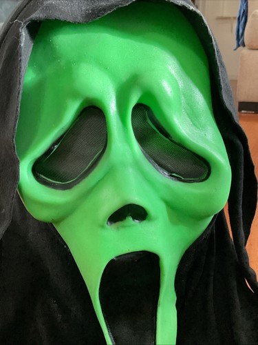 Rare Fun World Div 1990s Splotch Green Scream Ghost Mask Great Condition - Picture 3 of 7