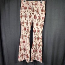 Pilcro and the Letterpress High Rise Bootcut Corduroy Floral Pants Cream Size 29