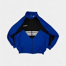 Vintage 90s adidas originals colour block track top blue and black large