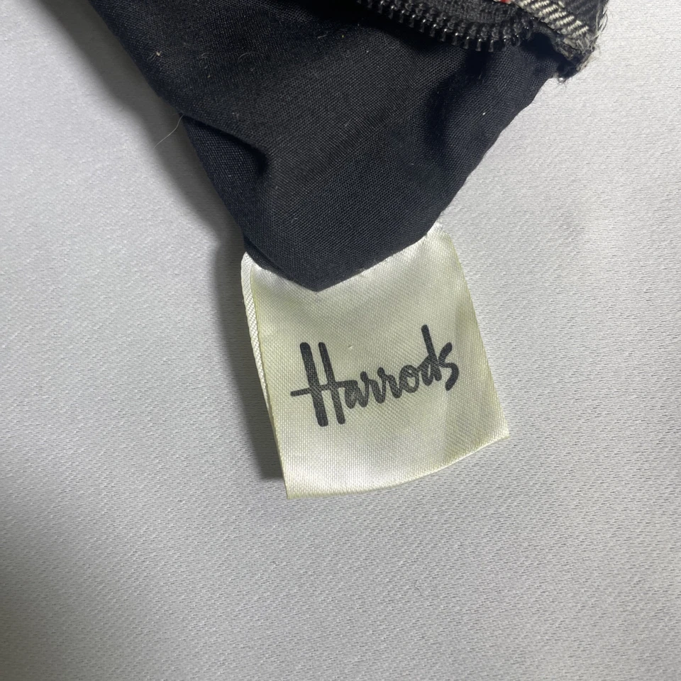 Harrods Of London Wristlet Black Bag With Plaid Trim 6.5” X 5” Clutch Purse Bag - Image 4 of 4