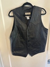 Cripple Creek Western Vest 100 Genuine Leather Black Mens Medium