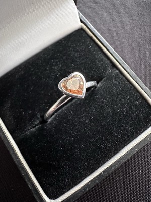 Sterling Silber 925 Herz CZ Ring schmal Stapelband Dame Mädchen 1,7 g Größe O / 7