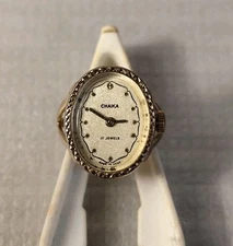 Vintage USSR Russian ladies Gold Plated AU Chaika Mechanical Watch Ring 17j