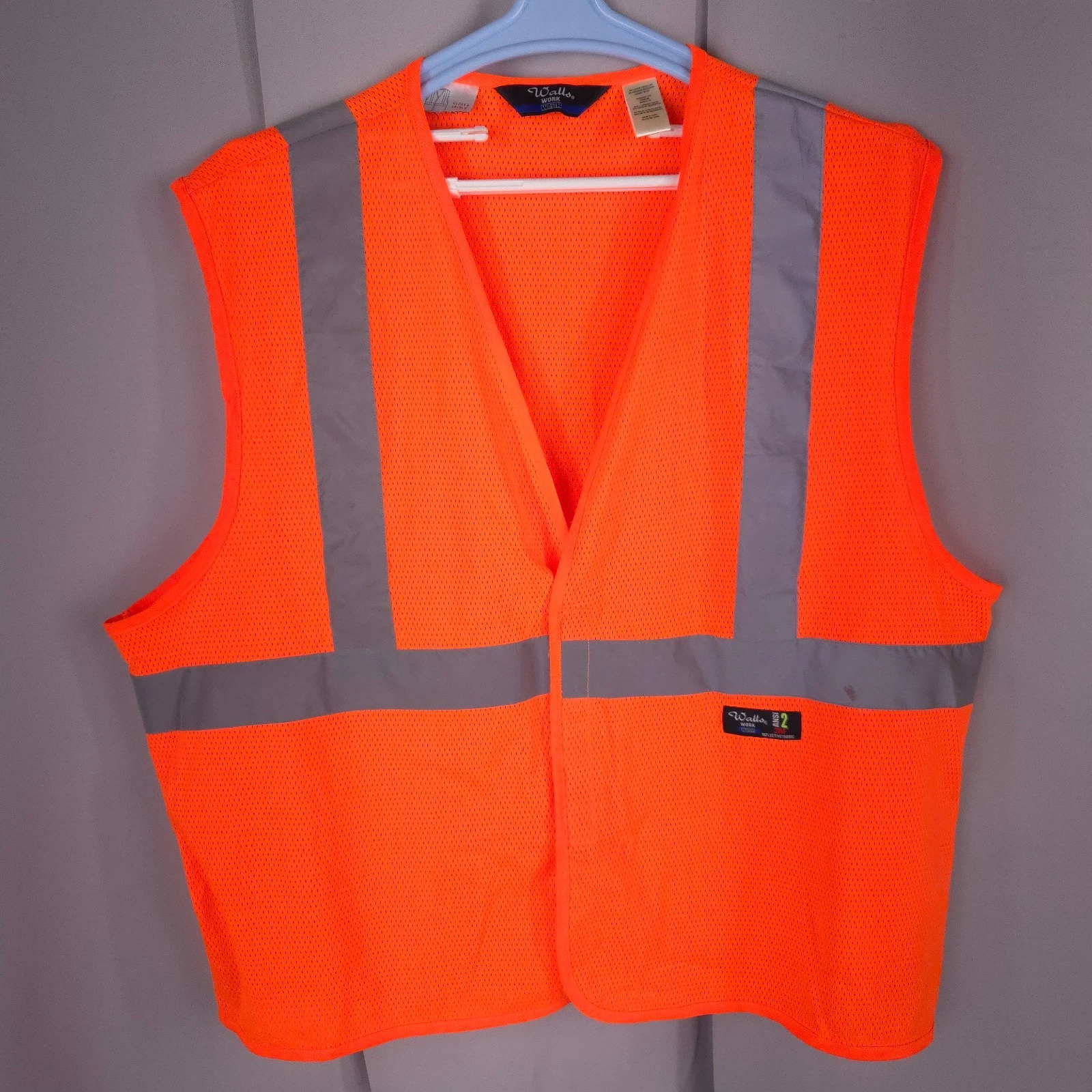 Walls Safety Vest Mens 2XL Orange Mesh Reflective Workwear ANSI Hunting Gear