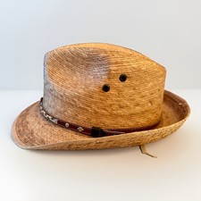 Vtg San Antonio Ranch Hats Western Vintage Straw Fedora Hat Size 7 1/4
