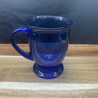 Vtg Anchor Hocking Cobalt Blue Glass Footed Coffee Mug