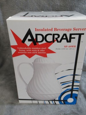 Adcraft Beverage Server  Insulated Stainless Steel Lining SP-40WH (White)