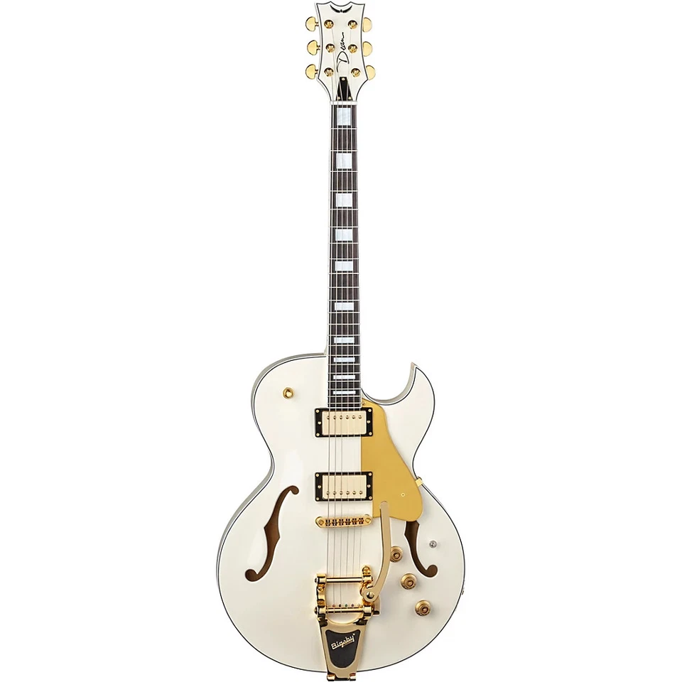 Guitarra Dean Colt con Bigsby y Piezoeléctrica Semi-Hueco De Colección Blanca Foto 3 de 4