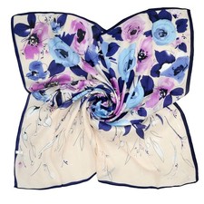 100 Silk Scarf Square 33x33 Inch Graphic Print Women Fashion Head Wrap